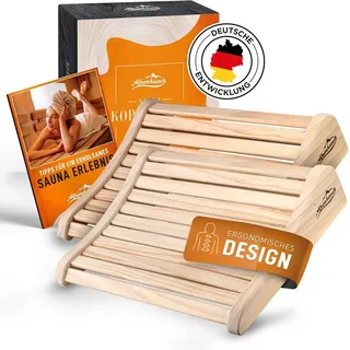 alpenhauch Sauna Kopfstütze Holz [2 Stück] - Ergonomische Saunakopfstütze Holz - Edles Sauna Zubehör Infrarotkabine - Komfortable & breite Kopfstütze Sauna Holz für Sauna & Infrarotkabine