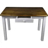 Magnetic Mobel Esstisch mit Schublade Küchentisch Tisch Restaurant Massiv Holz Kiefer (80x80, Eiche) - Braun/Weiß