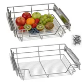 TATIVALO 2x Teleskopschublade Schrankauszug 60cm Silber - Auszug Küchenschrank, Ausziehbare Küchenschublade Organizer, Korbauszug Schrankbreite (Tatsächliche Breite 57cm)