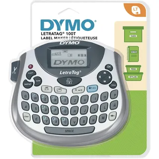 DYMO Letra Tag LT-100T Beschriftungsgerät, Tragbares Etikettiergerät Mit Qwertz Tastatur, Silber, Ideal Fürs Büro Oder Zu Hause
