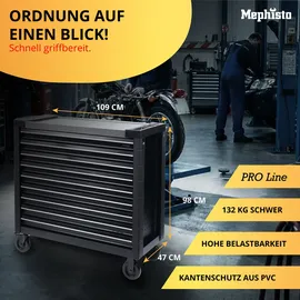 Mephisto Werkzeugwagen PRO Line Big Black' mit 9 Schubfächer inkl. Werkzeug