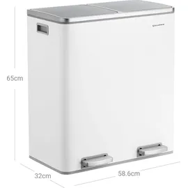 Songmics Mülltrenner 2 x 30,0 l weiß