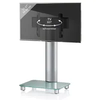 VCM TV Standfuß Alu Fernseh Ständer rollbar ESG-Sicherheitsglas Maße