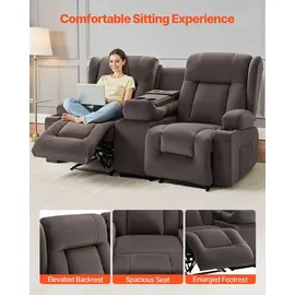 Vevor Loveseat Relaxsessel elektrisch 80 x 100 x 80 cm Braun mit Wärmefunktion und Massage