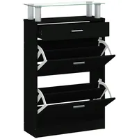 VidaXL Schuhschrank Schwarz 63x24x104 cm Holzwerkstoff