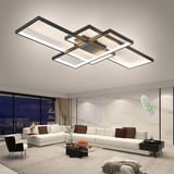 Qiaomao LED Deckenleuchte Schwarz Modern Deckenlampe Wohnzimmer (140x80x9cm), Dimmbar Wohnzimmerlampe mit Fernbedienung, Schlafzimmerlampe, Groß Deckenbeleuchtung Wohnzimmer Schlafzimmer Büro