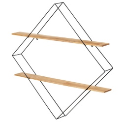 WENKO Wandregal Raute Geo, 2 Ablageböden, Kiefernholz/Metall, Modernes Regal im dekorativem Designelement, 1 Stück