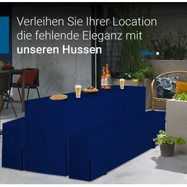 TexDeko Hussen für Bierzeltgarnitur Premium blickdicht 3TLG Set 220x70cm Blau