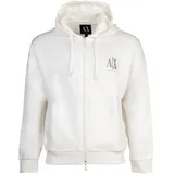 Armani Exchange AX ARMANI EXCHANGE Herren Sweatjacke mit Kapuze - Hoodie Full-Zip, Baumwoll-Mix Weiß L