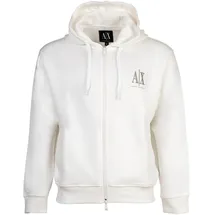 Armani Exchange AX ARMANI EXCHANGE Herren Sweatjacke mit Kapuze - Hoodie Full-Zip, Baumwoll-Mix Weiß L