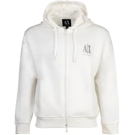 Armani Exchange AX ARMANI EXCHANGE Herren Sweatjacke mit Kapuze - Hoodie Full-Zip, Baumwoll-Mix Weiß L