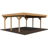 Doppel-Carport 600 x 512 cm Braun tauchgrundiert