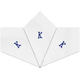 Warwick & Vance Taschentücher für Herren und Herren, Satin, mit blauen gestickten Initialen, 3 Stück, K, 40cm x 40cm - 40cm x 40cm