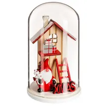 Atmosphera Créateur d'intérieur Weihnachtsdorf Glaskuppel mit Weihnachtshaus aus Holz 12 cm