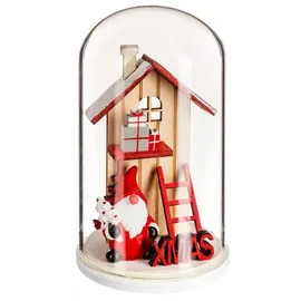 Atmosphera Créateur d'intérieur Weihnachtsdorf Glaskuppel mit Weihnachtshaus aus Holz 12 cm