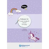 dabelino Liniertes Briefpapier-Set für Kinder: Einhorn (für Mädchen, rosa, lila)