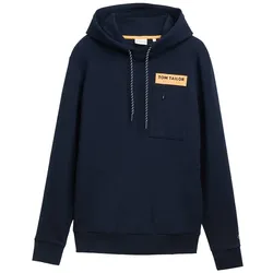 TOM TAILOR Herren Hoodie Sweatshirt mit Taschen, blau, Uni, Gr. XL