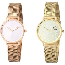 Pierre Cardin Damen Armband-Uhr mit Marken-Kürzel auf dem Ziffernblatt analoge Quarz-Uhr mit Edelstahl-Armband 3ATM 31mm Gold, Rose-Gold - 