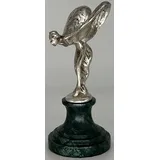 Casa Padrino Luxus Briefbeschwerer Skulptur Frau mit Flügeln Silber / Grün 7 x 8 x H. 16 cm - Elegante Bronze Figur mit Marmorsockel - Schreibtisch Deko - Luxus Deko - Deko Accessoires