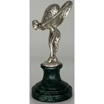 Casa Padrino Luxus Briefbeschwerer Skulptur Frau mit Flügeln Silber / Grün 7 x 8 x H. 16 cm - Elegante Bronze Figur mit Marmorsockel - Schreibtisch Deko - Luxus Deko - Deko Accessoires