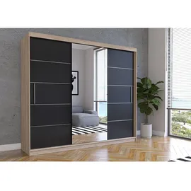 imoebel24 Schwebetürenschrank ALBA I 250 x 218 x 61 cm Schwarz