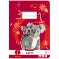 Herlitz Schulhefte Koala x.book Lineatur 7 kariert A4 ohne Rand, 16 Blatt, 1 St.