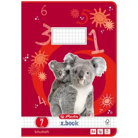 Herlitz Schulhefte Koala x.book Lineatur 7 kariert A4 ohne Rand, 16 Blatt, 1 St.