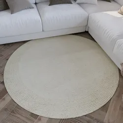 Wollteppich WECON HOME "Hamptons TWENTYONE", beige (creme weiß), H:15mm Ø:200cm, Schurwolle, Teppiche, Schurwolle, Kurzflor, Wohnzimmer, Schlafzimmer, elegant, Bordüre