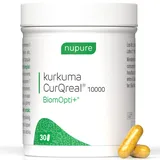 Nupure® Kurkuma Kapseln 95% CurqReal + Bioperine® Pfeffer mit 1 Mrd KBE Lactobacillus Bakterien, für Verdauung, Gelenk- und Knochengesundheit, hohe Absorption, vegan, 30 Kapseln BiomOpti+®