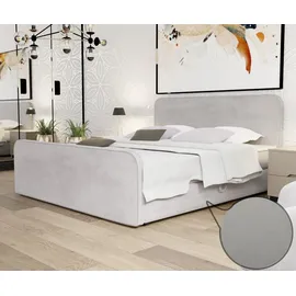 Fun Möbel Boxspringbett Schlafzimmerbett MABEL 180x200cm Stoff Opera Velvet Hellgrau - Grau
