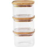 Pebbly Quadratische Glasbehälter mit Bambusdeckel 500 ml 3 St.