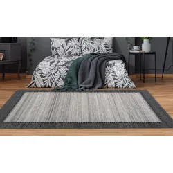 Teppich KAYOOM "Phoenix 310", grau (grau, anthrazit), B:200cm H:6mm L:290cm, Wolle, Teppiche, Dezenter Jacquard-Teppich, Flachflor, Aus pflegeleichten Materialien