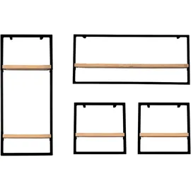 holz4home® Wandregal 4 tlg. Eiche 0 x 0 x 0 cm Schwarz