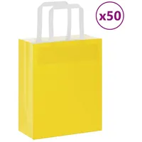 VidaXL Papiertragetaschen 50 Stk. mit Henkeln Gelb 18x8x22 cm
