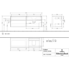 Villeroy & Boch Collaro Waschbeckenunterschrank C02300VJ 160 x 55 cm Nordic Oak
