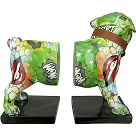 Casablanca by Gilde GILDE Tierfigur Buchstützen Mops Street Art - mehrfarbig mit Halsband und Glocke