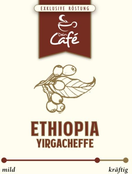 Dein Café - Ethiopia Yirgacheffe - Kaffee (Mahlgrad: sehr fein: Mokka, türkischer Kaffee (1) / Menge: 1x 250g)