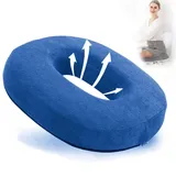 LOMUG Orthopädisches Sitzkissen Blau, Hämorrhoiden Sitzkissen Memory Foam Stuhlkissen, Orthopädisches Sitzkissen Rund, Sitzring Steißbein Entlastung Donut Kissen für Rollstuhl, Autositz, Sofa, Büro