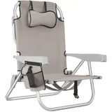Tectake Strandstuhl Coral Klappstuhl 63 x 78 x 101 cm beige