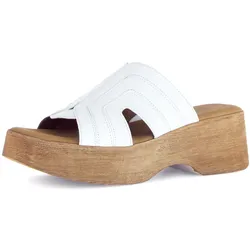 Pantolette GABOR, Damen, Gr. 38, weiß, Kalbsleder, unifarben, modisch, Schuhe, Keilabsatz, Sommerschuh, Best Fitting für eine komfortable Passform