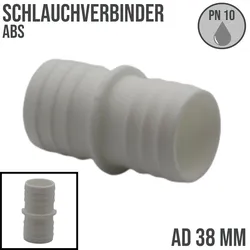 38 x 38 mm ABS Schlauch Tülle Stutzen Doppel Verbinder Pool Schwimmbad Teich - P...