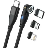 Realpower Magnetic cable 100 Watt,1m,black mit Adaptern