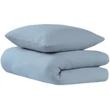 SCHIESSER Uncover by Schiesser Bettwäscheset Lennox - Musselin - 2-teilig - 135x200cm - Hellblau