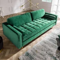 riess-ambiente Design 3er Lounge Sofa COZY VELVET 220cm smaragdgrün Samt Federkern Couch Dreisitzer 3-Sitzer - Grün