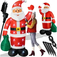 KESSER KESSER® Aufblasbarer Weihnachtsmann XXL LED beleuchtet inkl. Befestigungsmaterial Weihnachtsdekoration Weihnachtsdeko Figur geräuscharmes Gebläse, Nikolaus Santa witterungsbeständig IP44