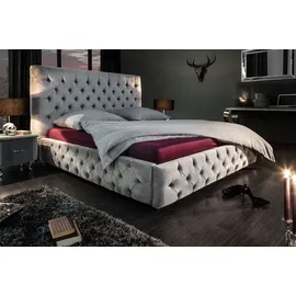Riess-Ambiente Doppelbett PARIS 180x200cm grau Samt Chesterfield