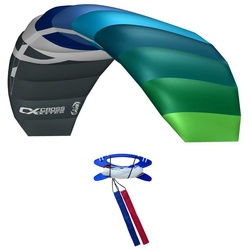 CrossKites Flug-Drache CrossKites Lenkmatte Air 2.1 Blue-Green Allround, mit Lenkschlaufen und Leinen blau|bunt|grün