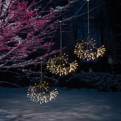 LED Feuerwerk Leuchte - Polarsterne - Pusteblume - hängend - 8Funkt./Fernb.- 3er...