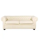 Beliani Sofa Chesterfield Echtleder Creme 3-Sitzer