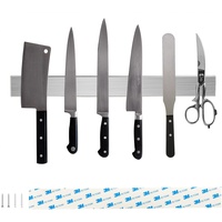 EXLECO Messer Magnetleiste Edelstahl, 40cm Messerhalter Magnetisch, Magnet Messer Halterung zum Selbstkleben oder Bohren, Leichter und Starker Magnet, für Küchenutensilien oder Werkzeugen